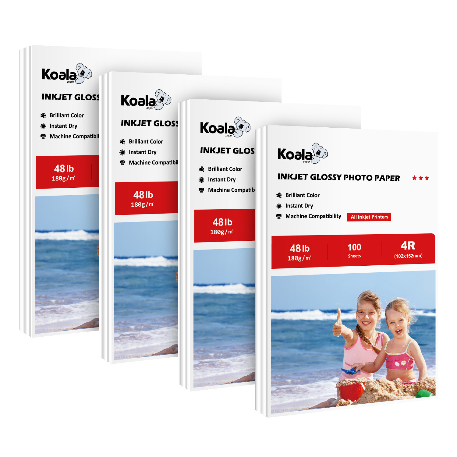 Koala Premium Photo Paper 4x6 Glossy 400 Sheet 48lb 180g Inkjet Printer Epsn. HP