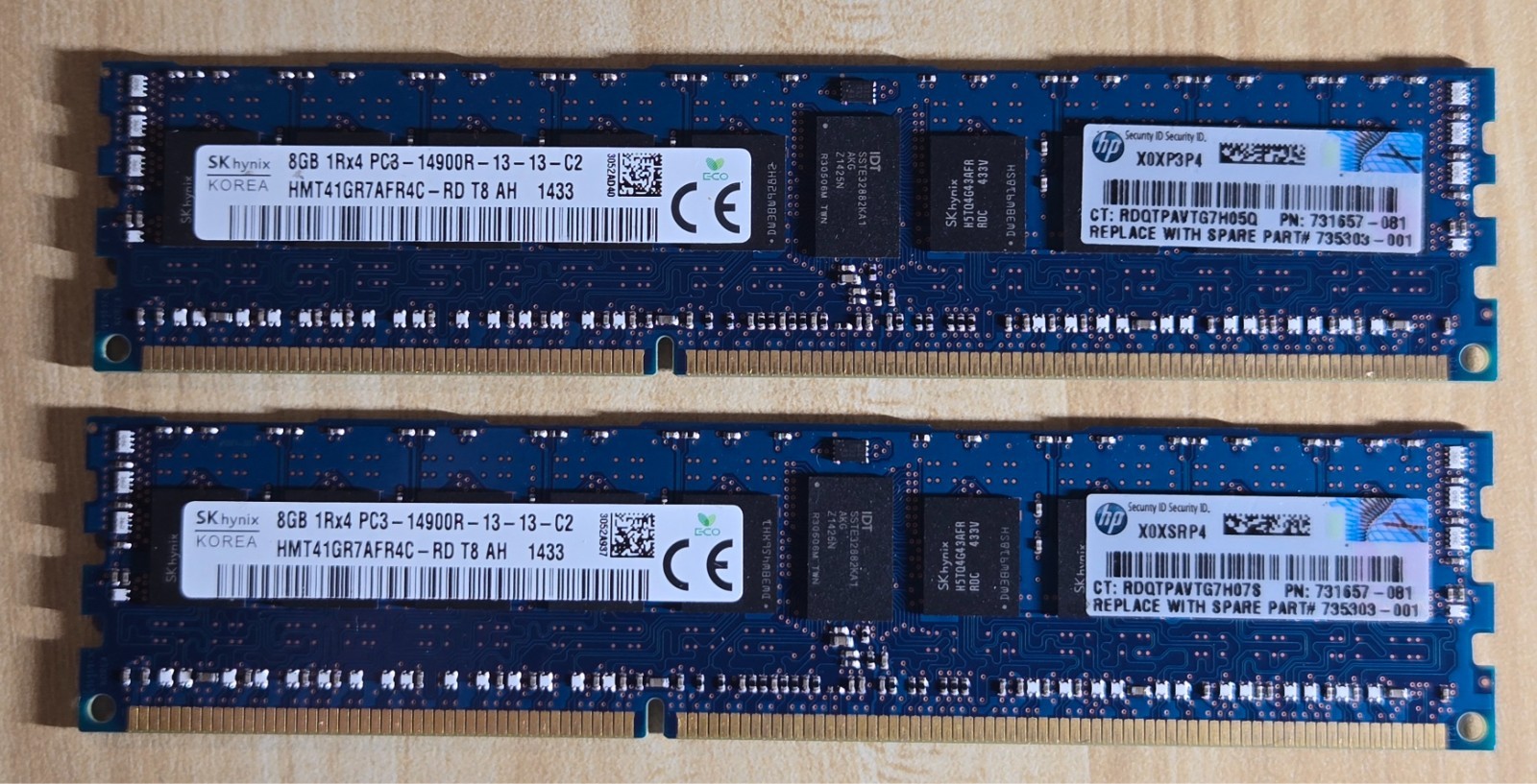 SK Hynix 16GB (2x 8GB) DDR3 RAM PC3-14900R ECC REG Server Memory Set IBM Branded