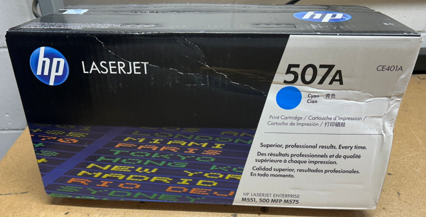 Genuine HP LaserJet CE401A / 507A Cyan Toner for M551, 500 MFP M575