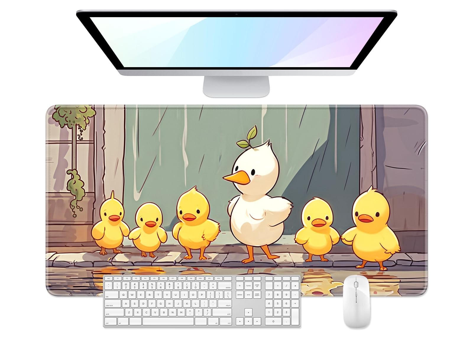 Desk Pad, Large Gaming Mouse Pad, 32" x 16", Cute Duck