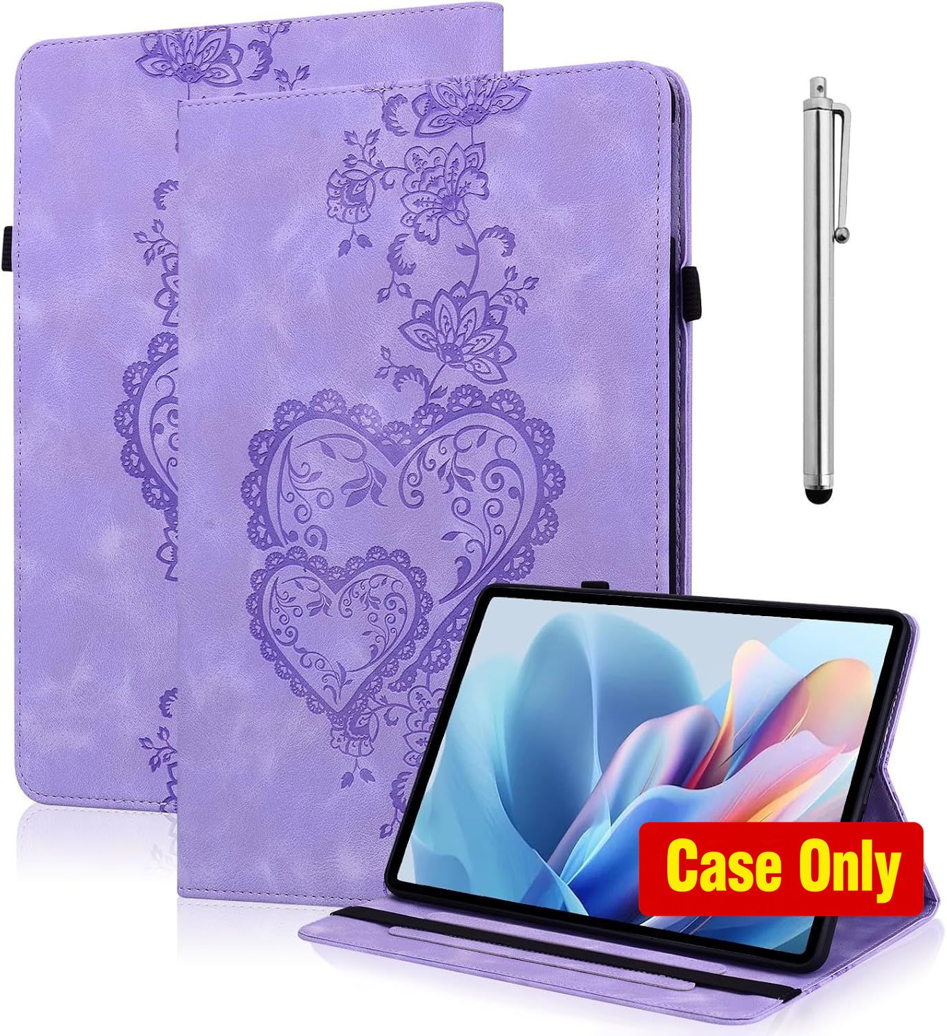 Leather Flip Wallet Case for iPad 9th/8th/7th Gen 10.2" with Pencil Holder - Pur