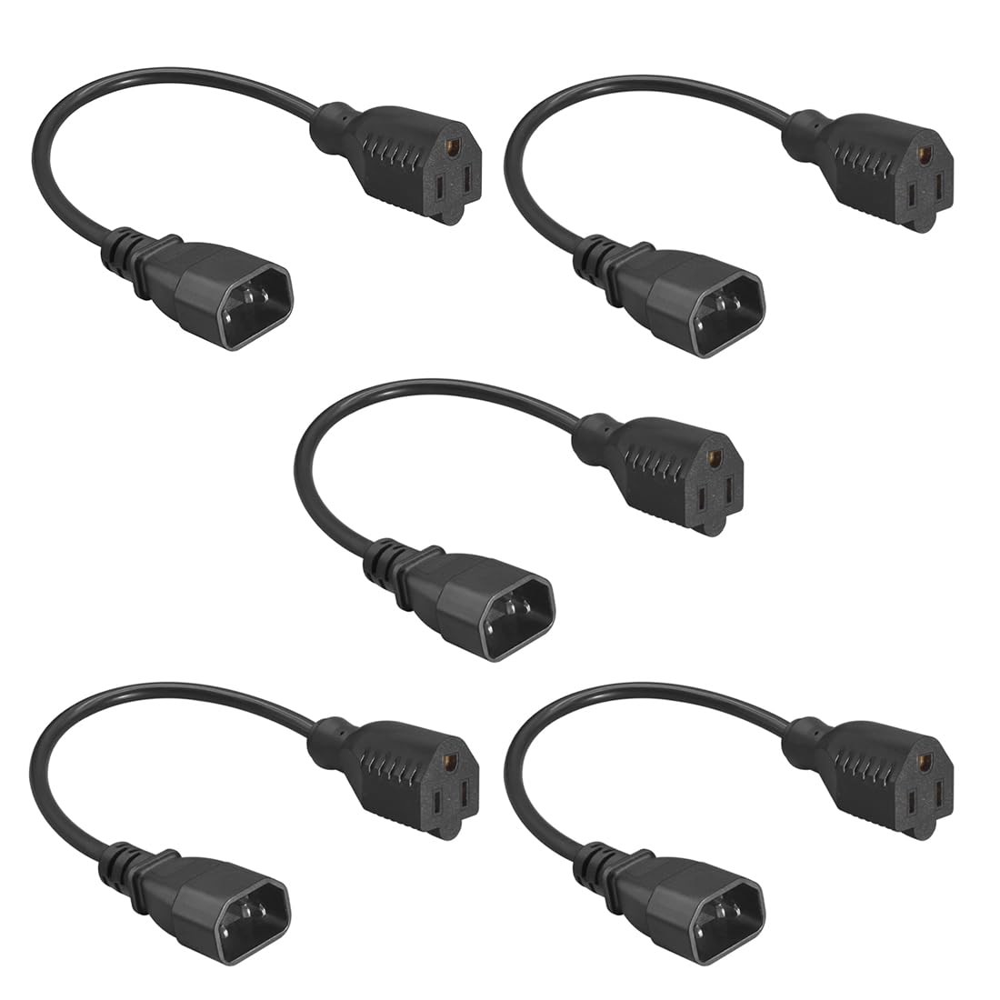 5 PCS IEC 320 C14 To NEMA 515R Power Cord 1FT Extension Cable Wire Adapter