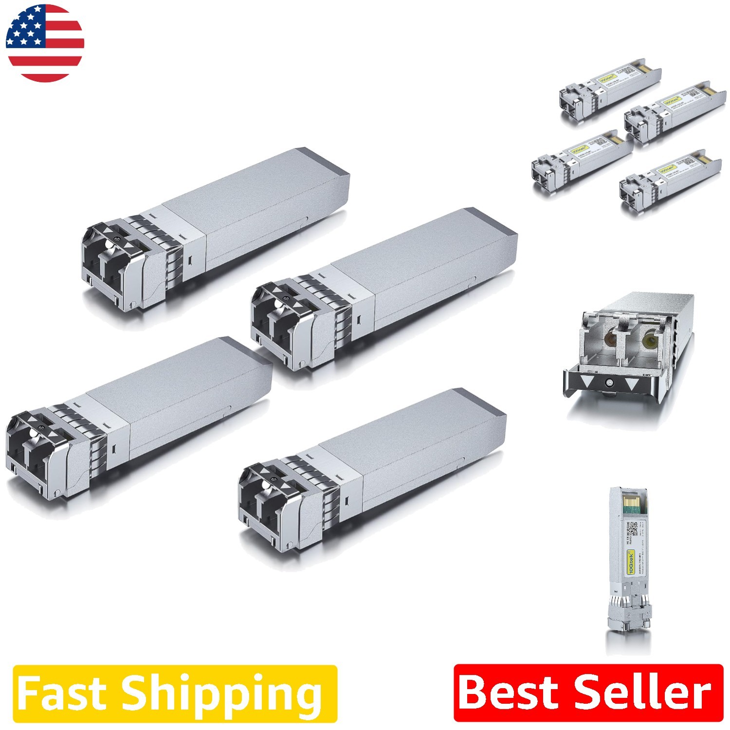 10G SFP+ SR LC Modules (4-Pack) | 850nm Multimode, 300m Range