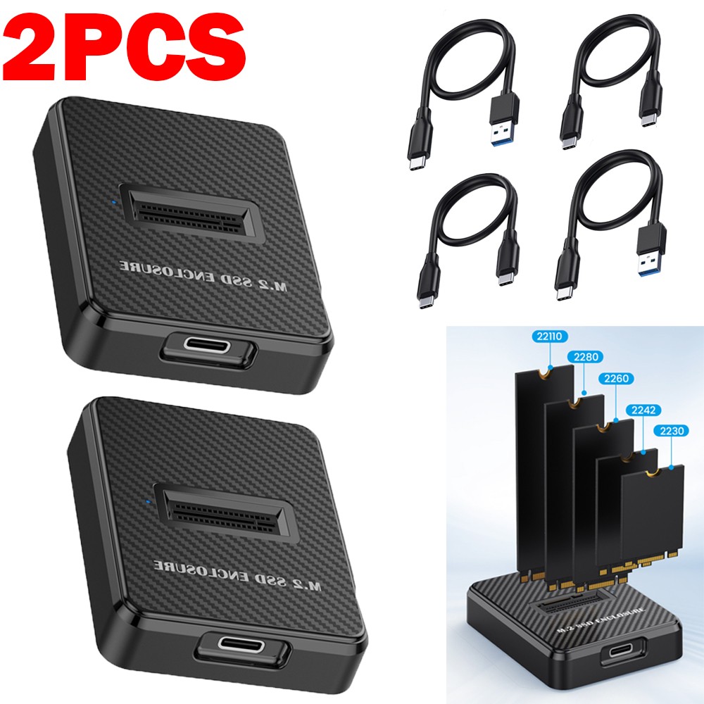 2PACK M.2 NVMe&SATA to USB C Docking Station M Key B+M Key Reader Adapter 10Gbps