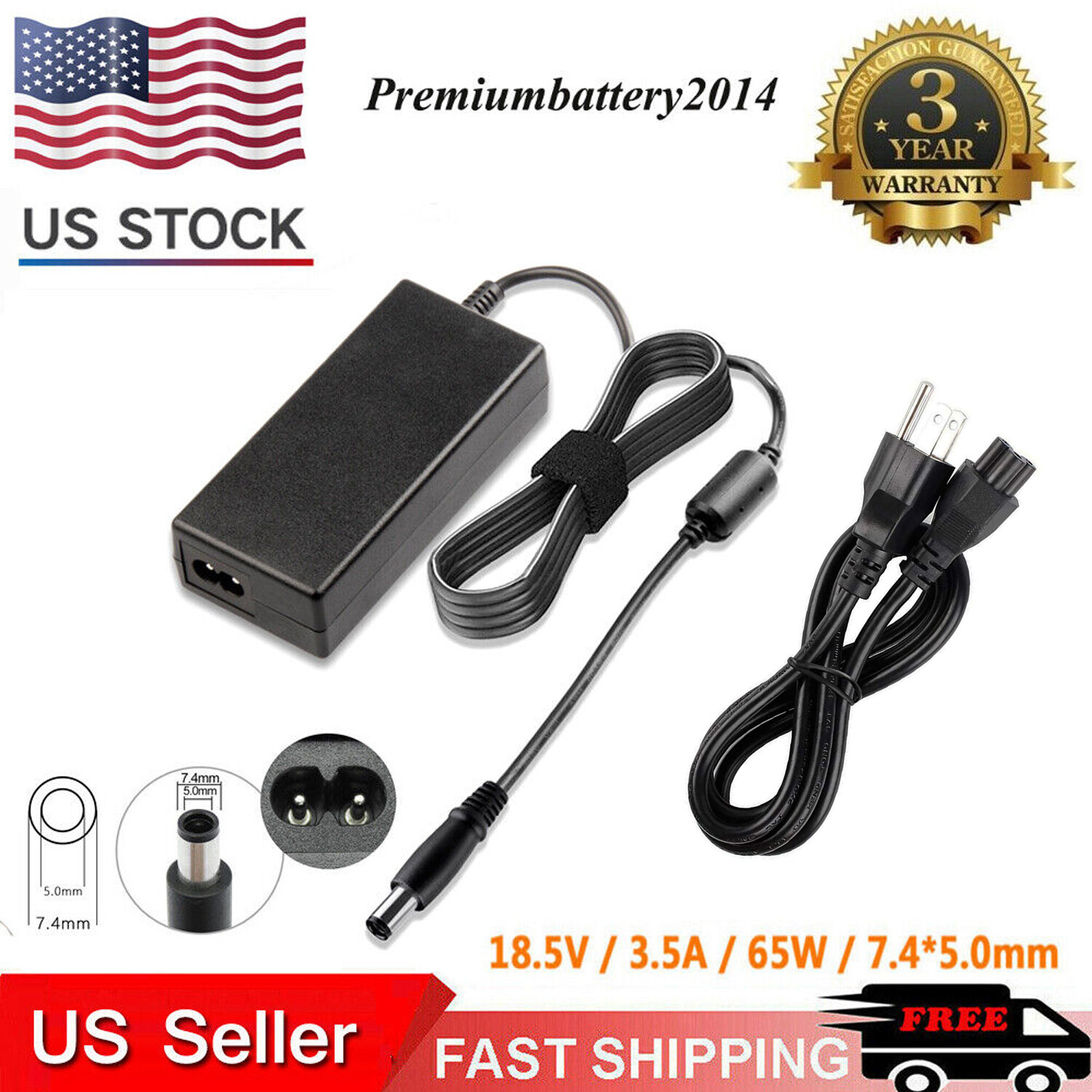 AC Power Charger +Cord for Compaq Presario CQ57-229WM CQ60-216DX Laptop + Cord