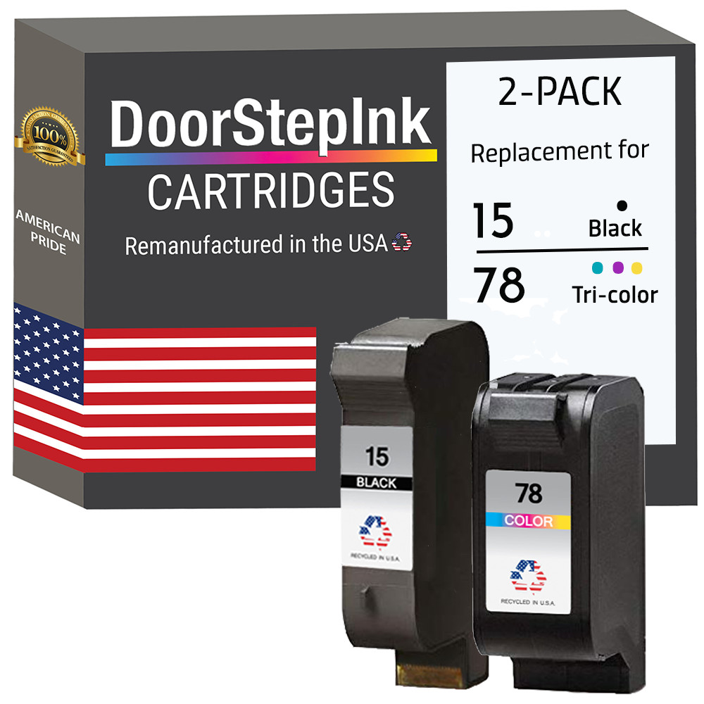 DoorStepInk Compatible Ink Cartridge For 15 Black and HP 78 Color 2pack-USA