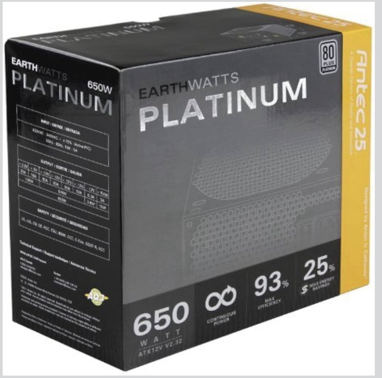 Antec EA 650 Earthwatts 80 Plus Platinum Switching Power Supply 650W 