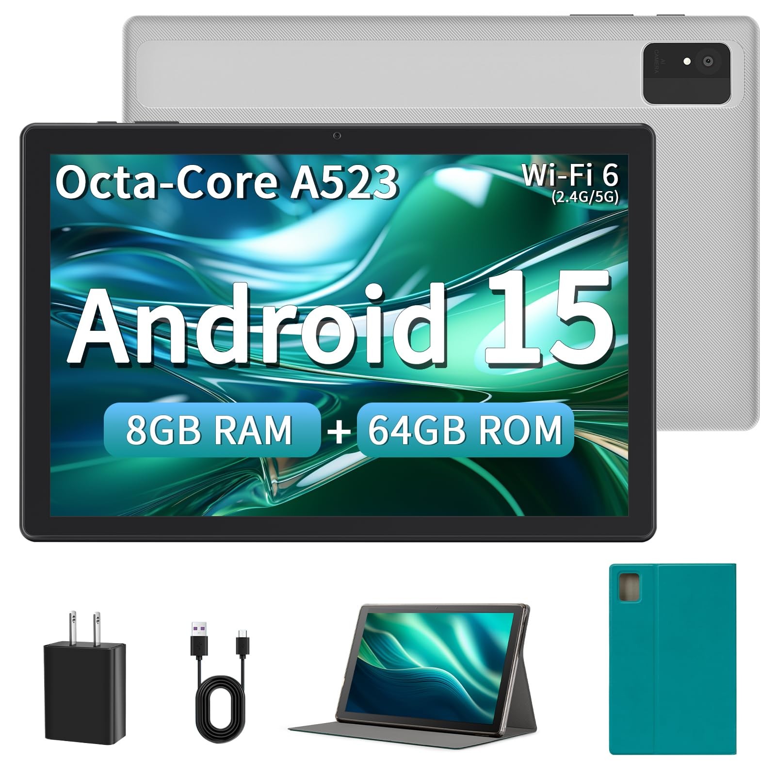 Android 15 Tablet for Adults, 10 inch Tablet - Google Tablet Computer with