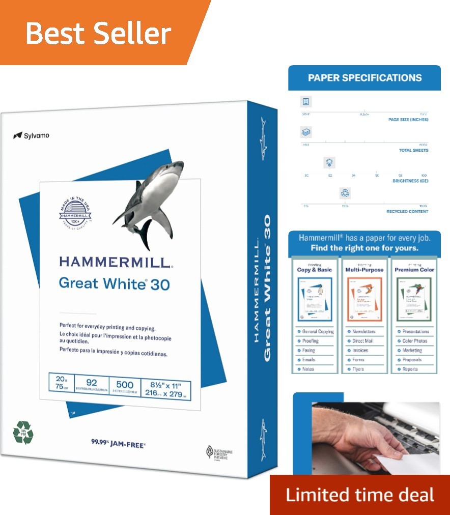 Eco-Friendly 30% Recycled Copy Paper, 8.5x11 | 500 Sheets - Jam-Free Guarantee