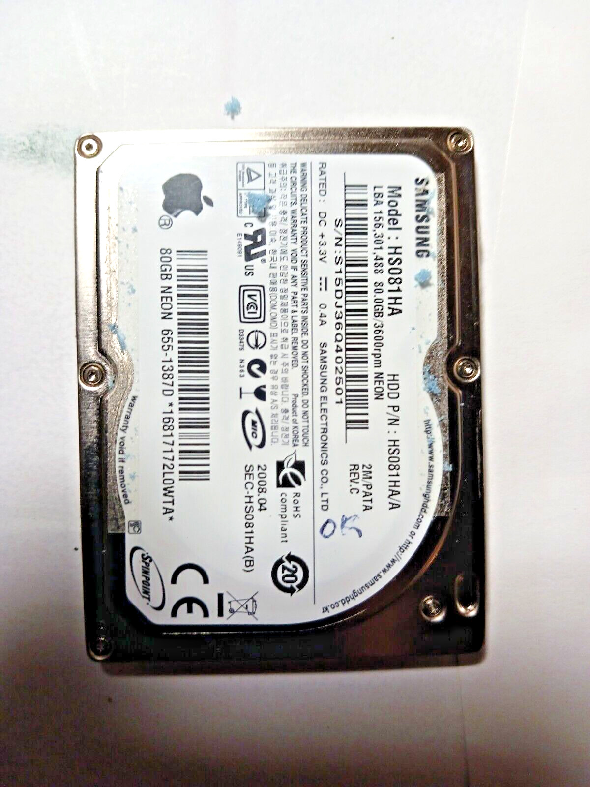 SAMSUNG HS081HA OR TOSHIBA MK8022GAA 80GB FOR IPOD CLASSIC 6TH 80GB USA SELLER