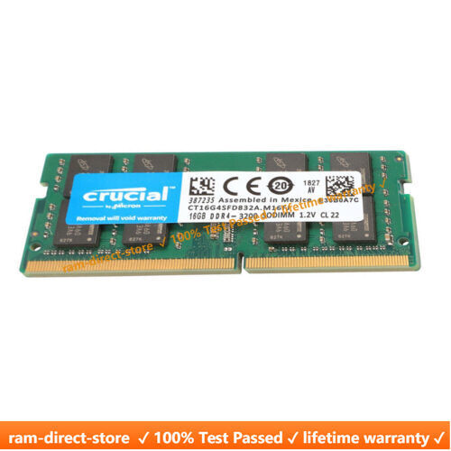 CRUCIAL DDR4 16GB 3200 PC4-25600 Laptop SODIMM Non-ECC Memory RAM DDR4 3200