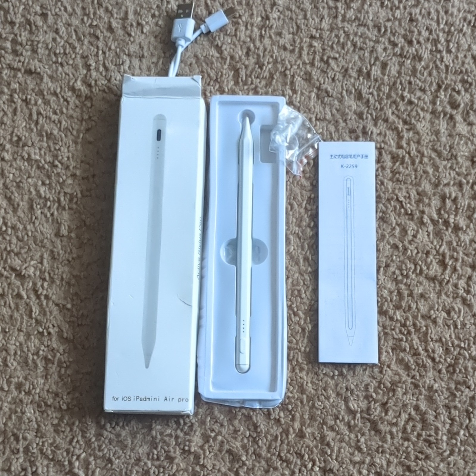 White Battery Powered Stylus for Apple iPad mini Air Pro, Model K-2259