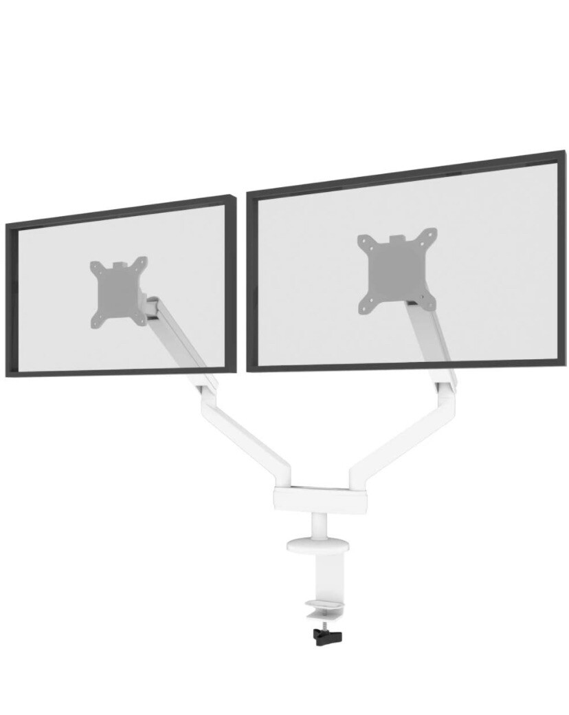 Bestar Universel Dual Monitor Arm with Pistons in White
