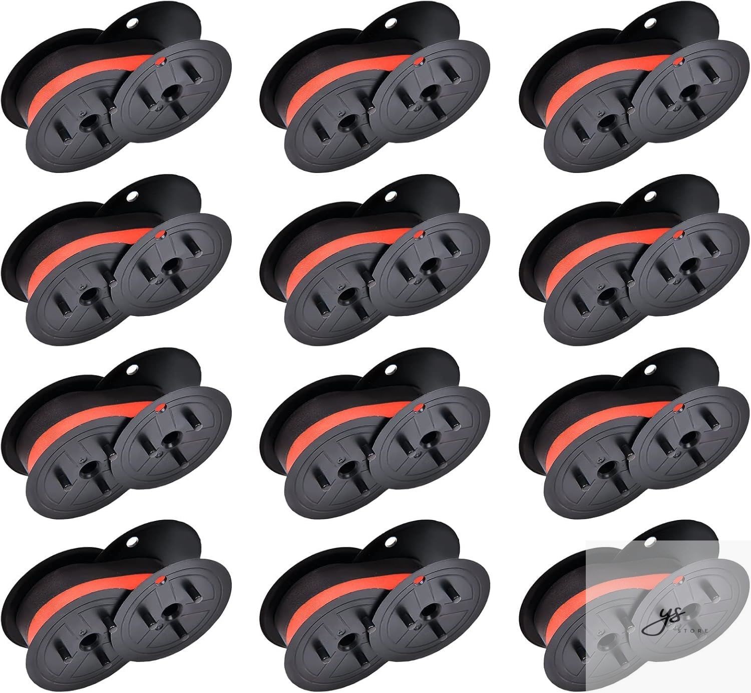Calculator Ribbon Red/Black 12 Pack, 18ft x 0.5 in, Twin Spool Calculator Ribbon