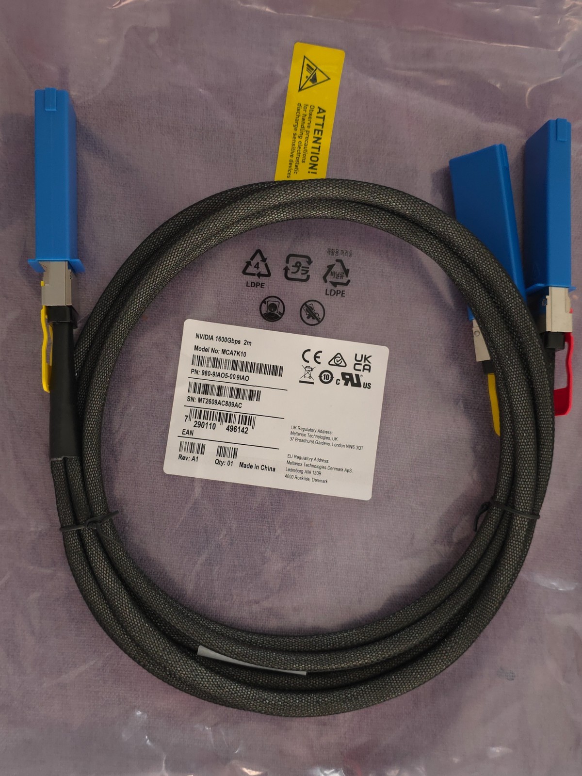 new NVIDIA Mellanox MCA7K10 1600Gbps 2m QSFP High-Speed DAC Cable