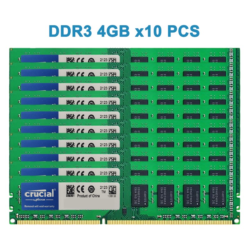 Crucial DDR3 40GB KIT 1333MHZ 1.5V 240-P Non-ECC DIMM Desktop Memory RAM 10x4GB
