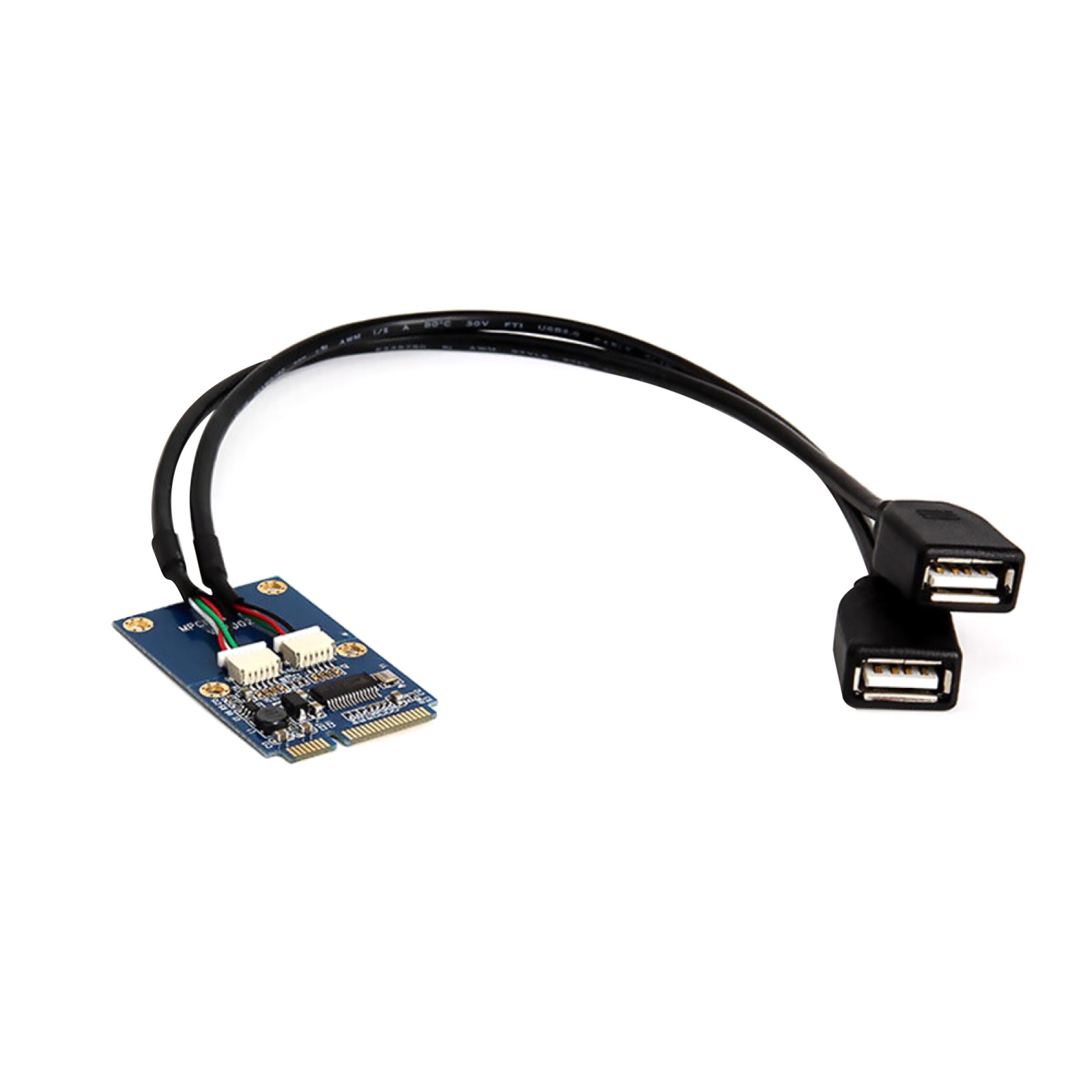 1Pcs Mini PCI-E PCI Express to 5 Pin Dual USB 2.0 Adapter Riser Expansion Card