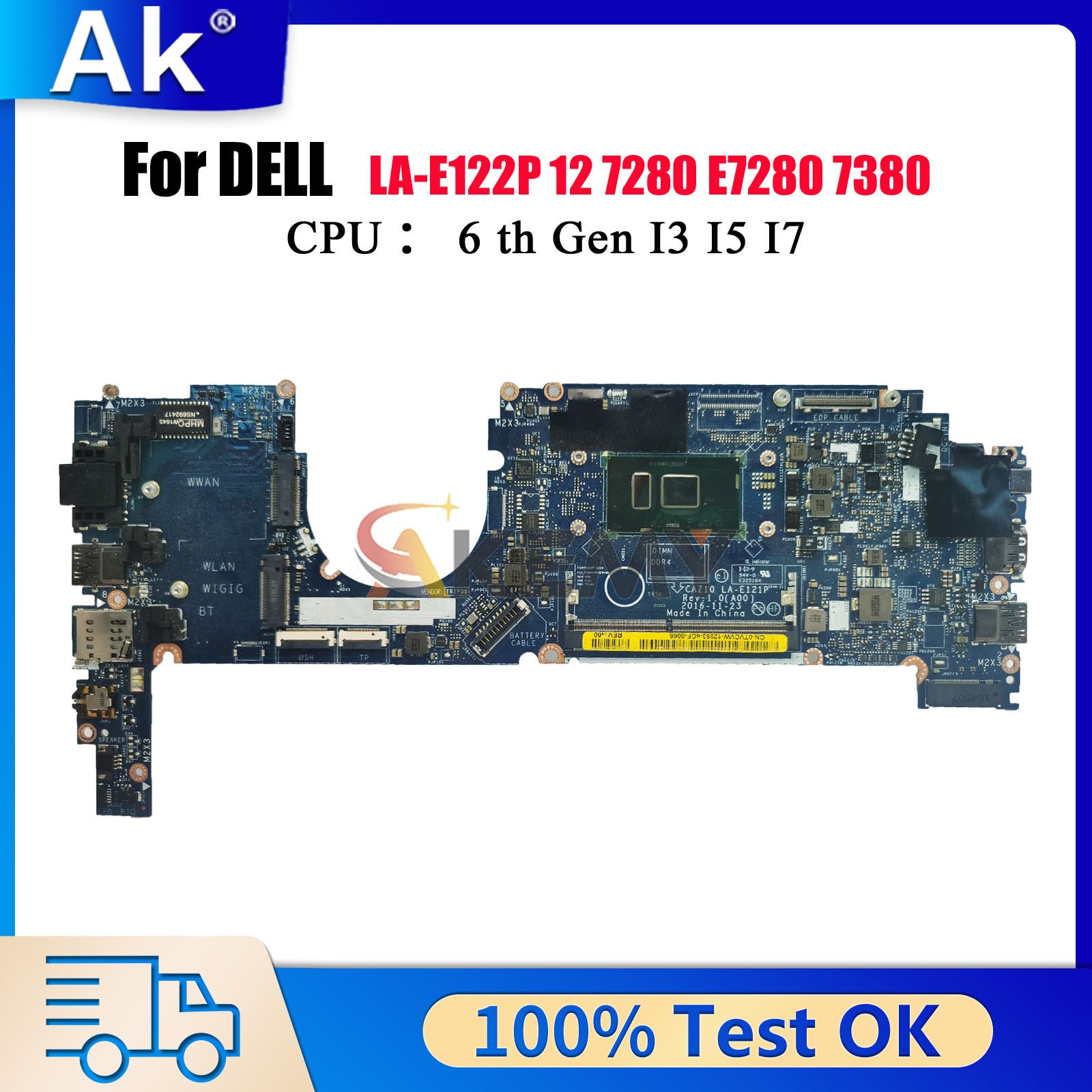 Notebook Mainboard For Dell Latitude 7280 7380 LA-E121P LA-E122P i5 i7 CN-0R5YF6