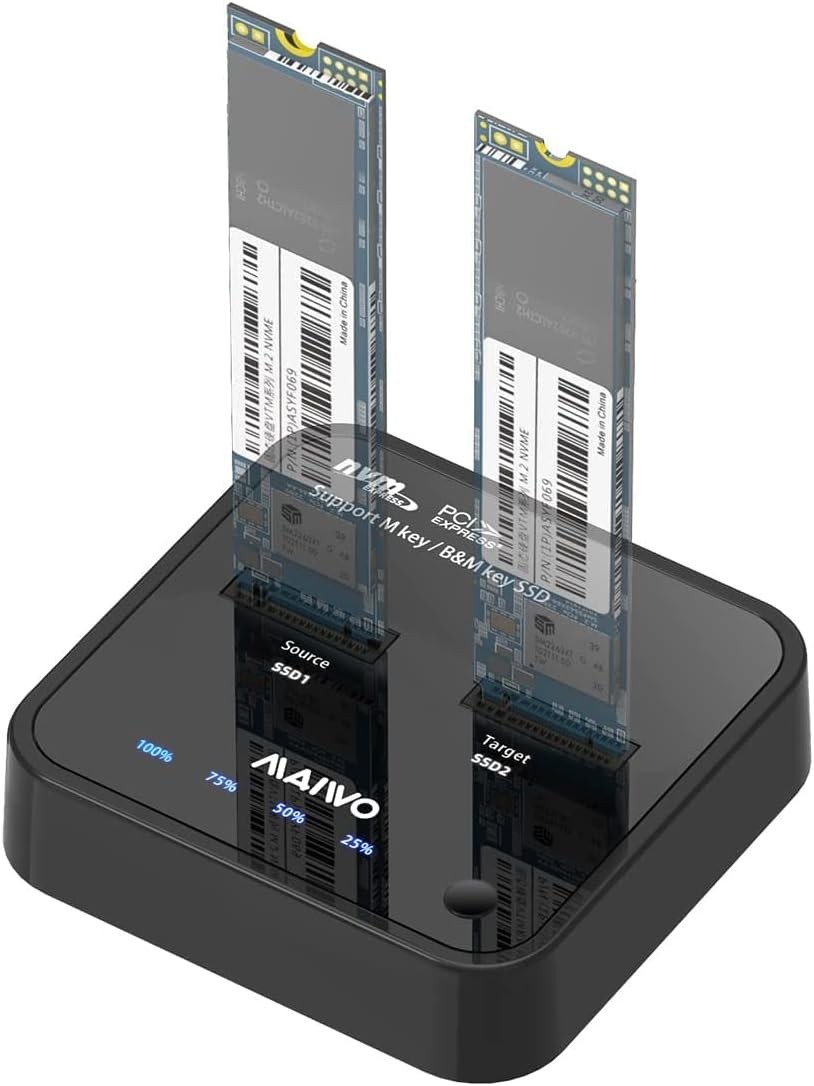 MAIWO M.2 NVMe SSD Cloner, USB3.1 GEN2 to PCIE Adapter, Black 