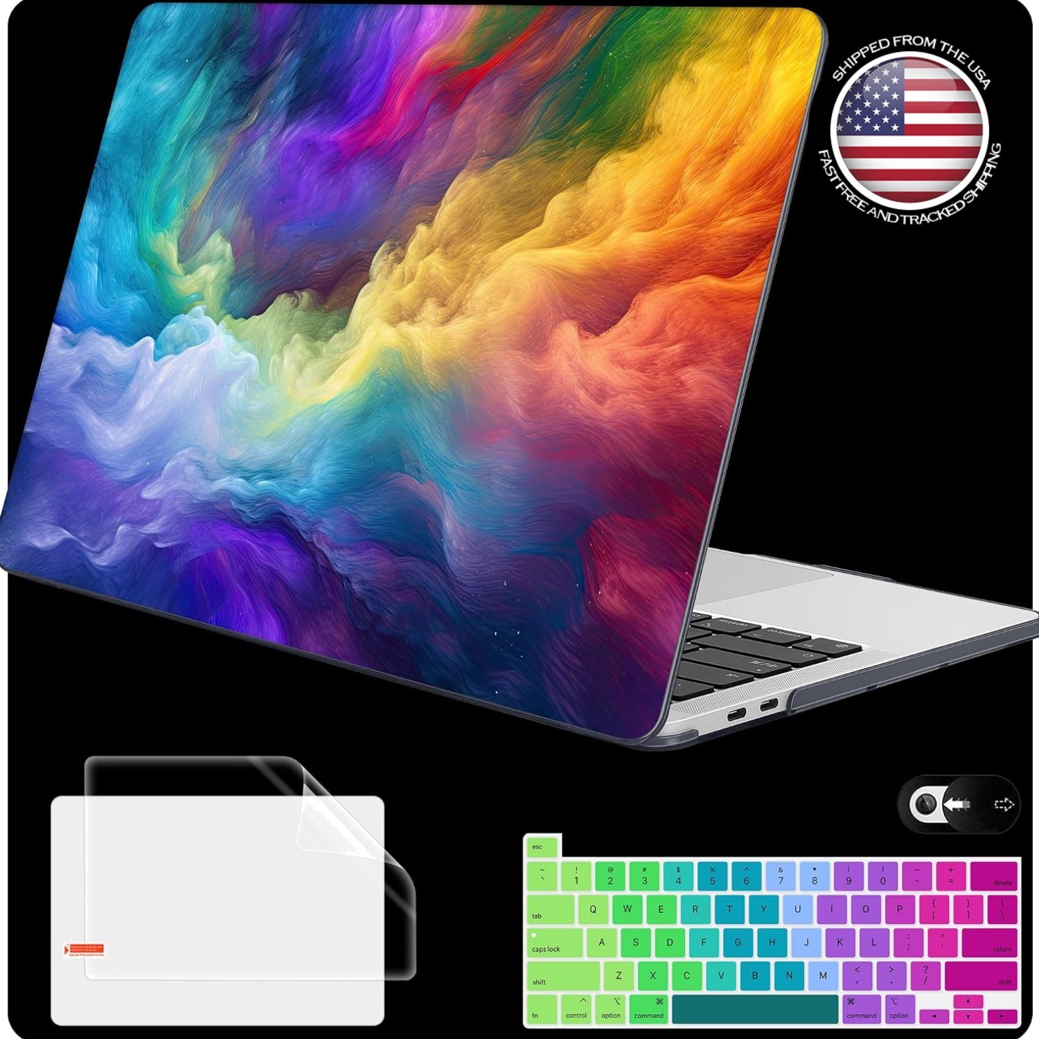 MacBook Pro 13-inch Case 2020-2022 Rainbow Cosmic Hard Shell Cover A2338 A228...