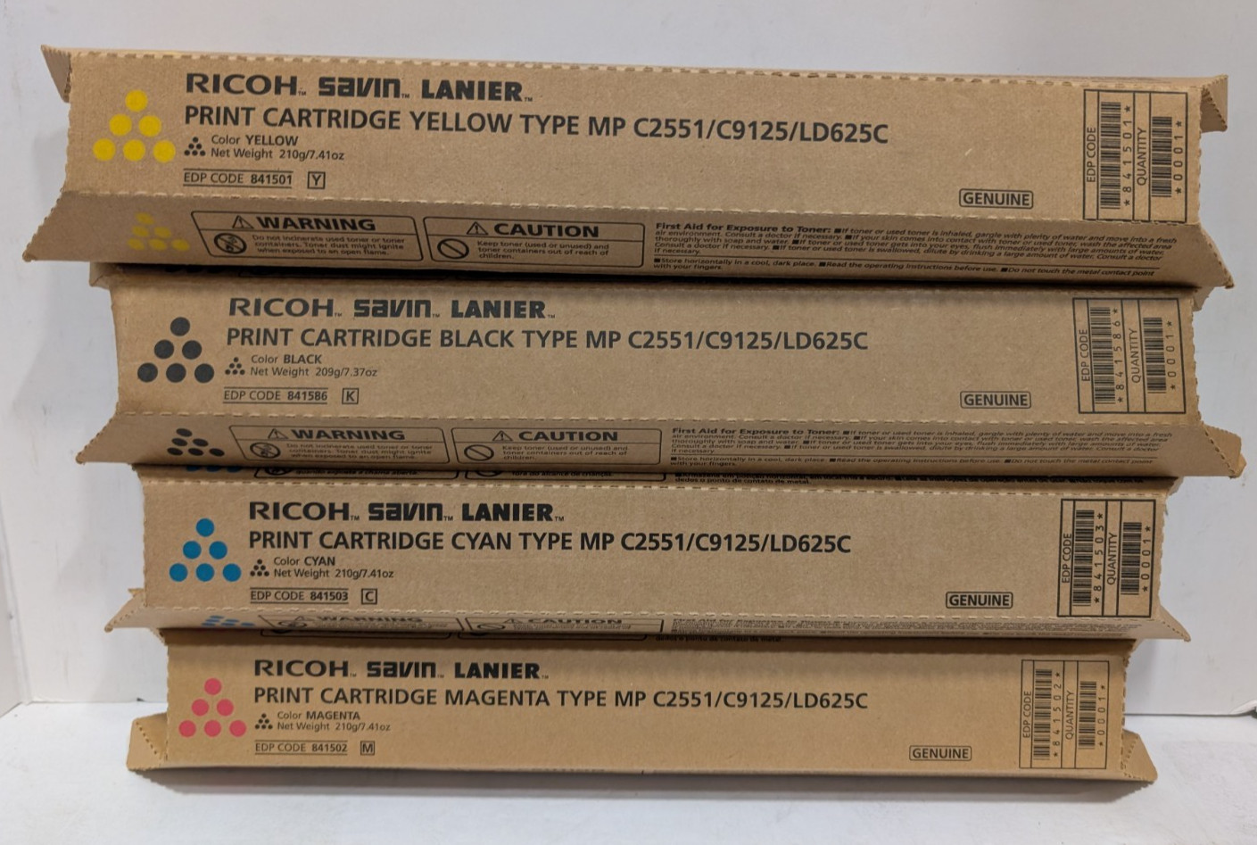 Ricoh Genuine Toner Set MP C2551 - CMYK 841586 841503 841502 841501