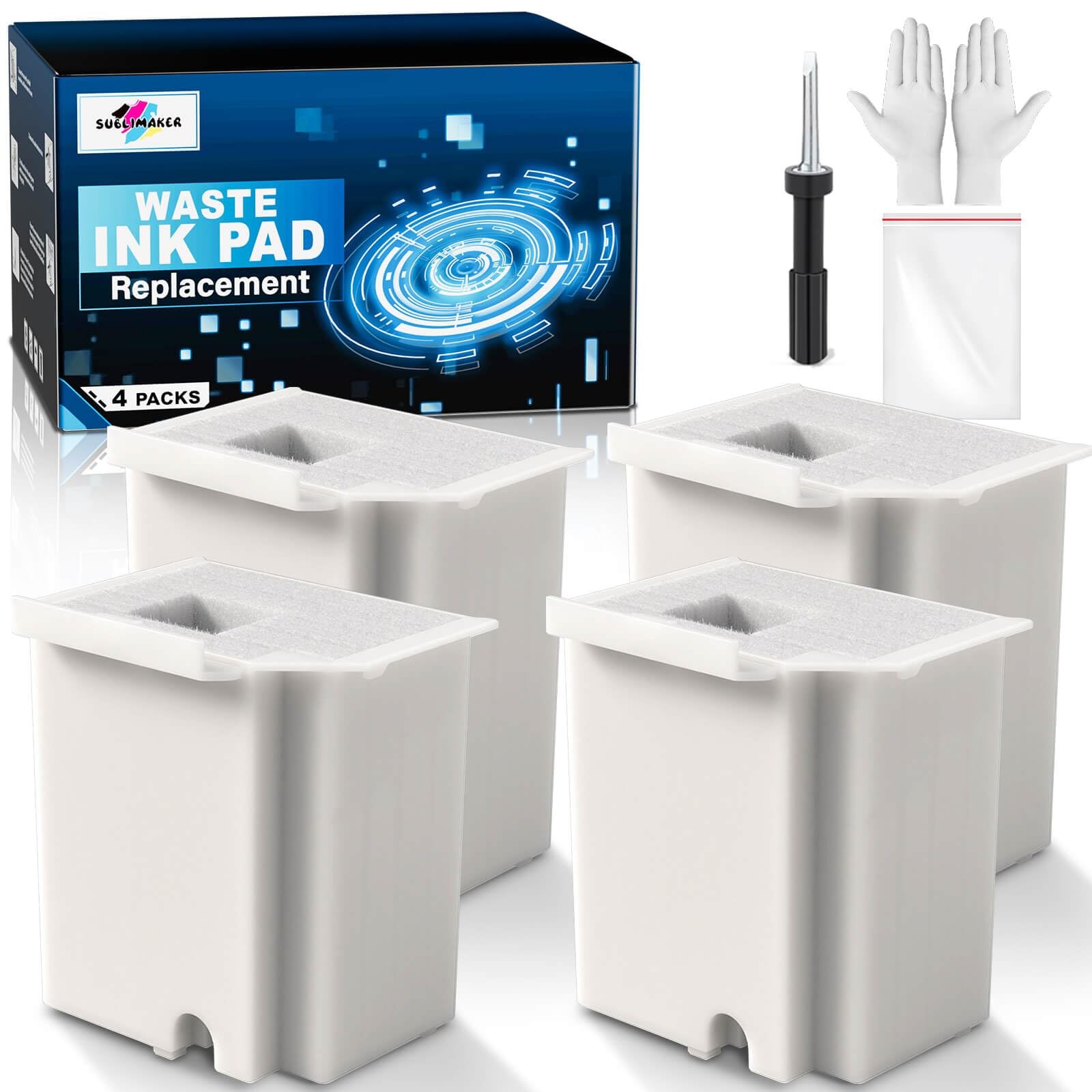 Waste Ink Pad Replacement with Reset 4.7 x 6.1 x 3.6 inches, White Pad4