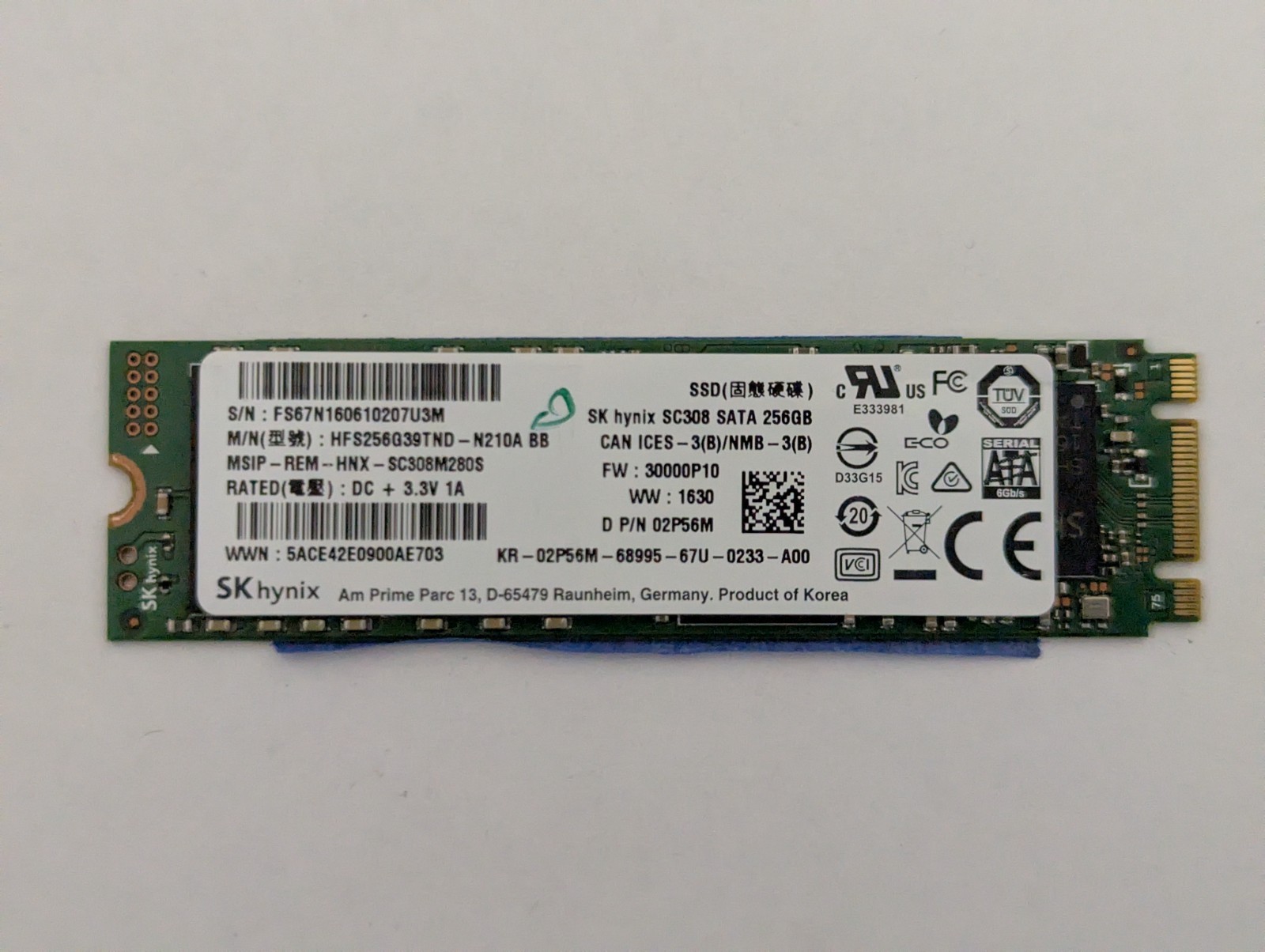 SK Hynix SC308 - 256GB M.2 2280 SSD (HFS256G39TND-N210A) SMART Error