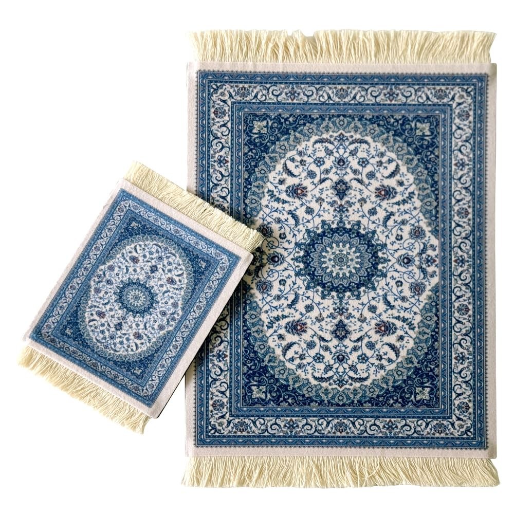 Persian Carpet Pad with Tassels – Vintage Oriental Rug Design, Non-Slip Desk ...