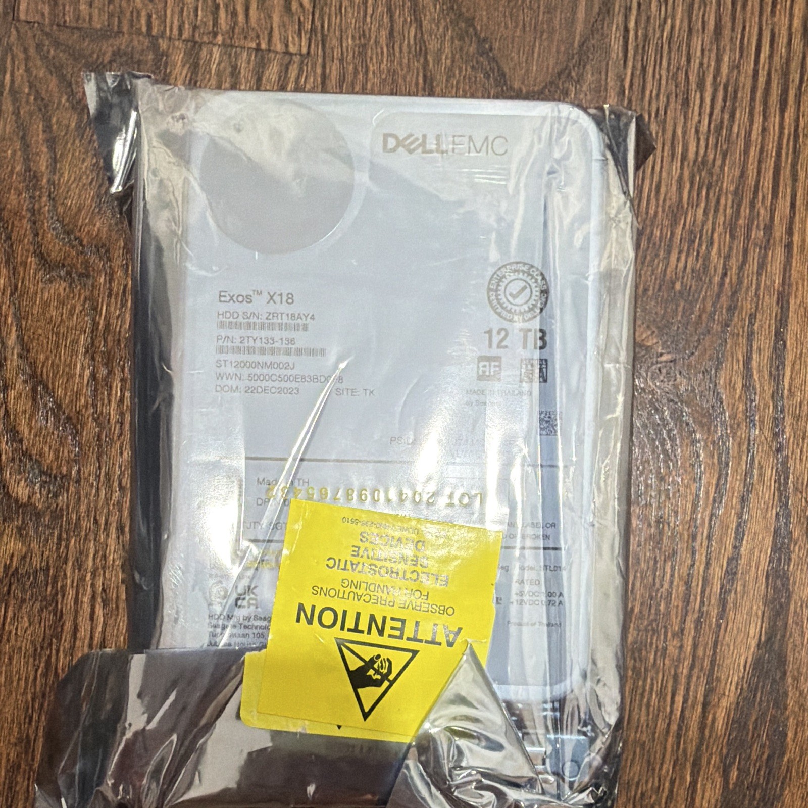 Dell EMC Exos X18 12TB 3.5" SAS 7200RPM 256MB Hot Plug HDD ST12000NM002J