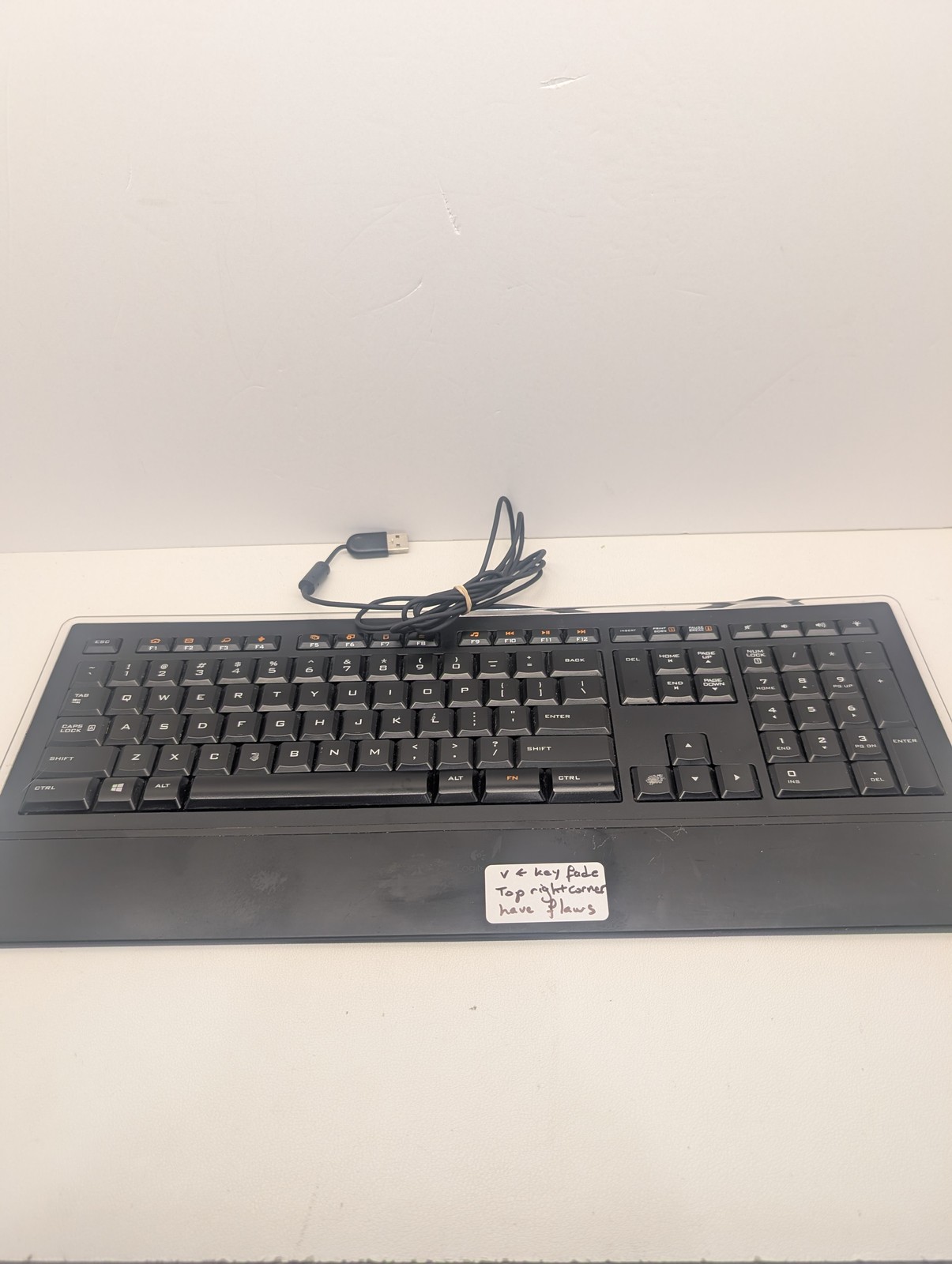 Logitech K740 Illuminated Wired USB Keyboard Black Full Size Numpad read desc