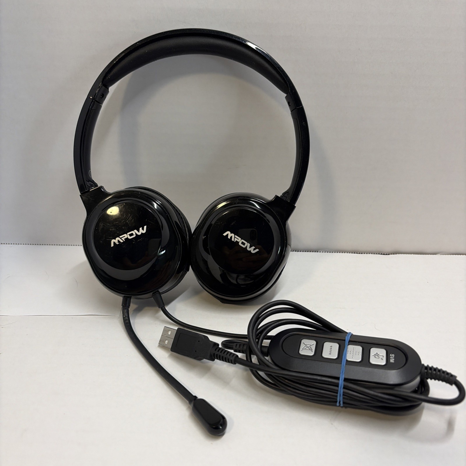 Mpow PA071A Wired Headset Black, Boom Mic, USB/3.5mm, Enhanced Audio, Double Ear