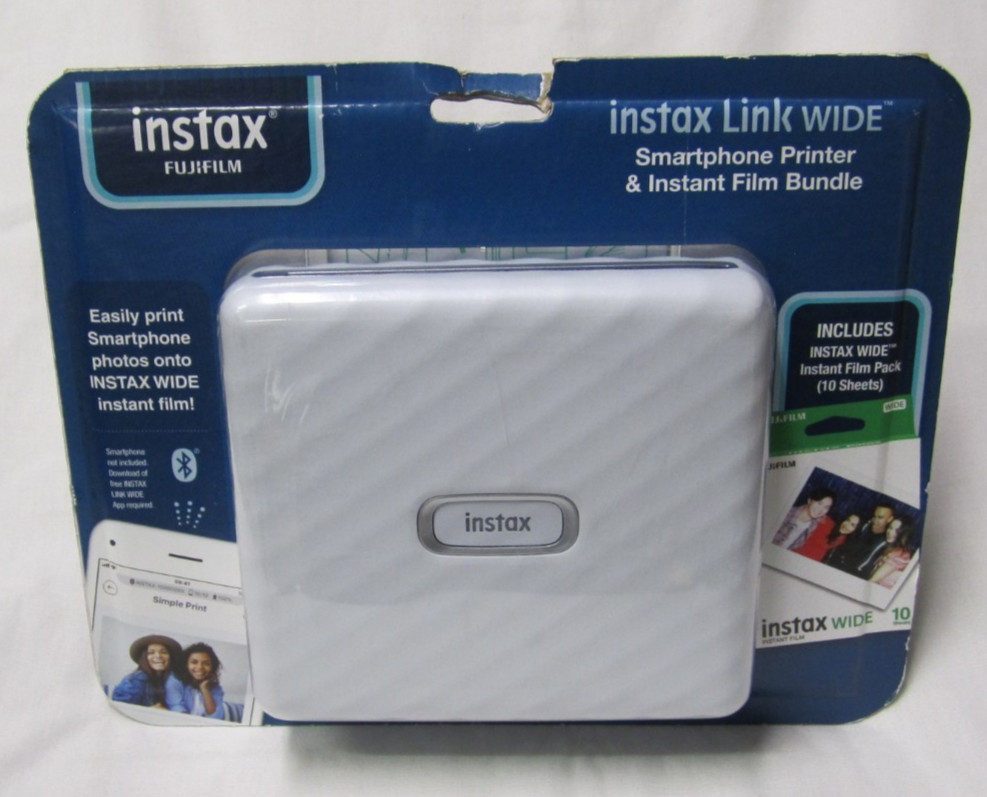 Fujifilm Instax Link WIDE Smartphone Printer and Instant Film Bundle Ash White
