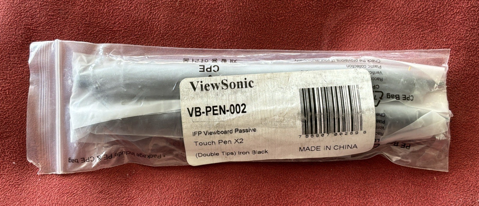 2 ViewSonic VB-PEN-002 Viewboard Passive Touch Pens Double Tips Iron Black NEW