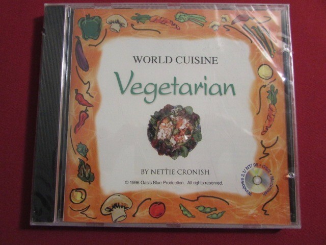 WORLD CUISINE VEGETARIAN SEALED CD-ROM NETTIE CRONISH 1996 IBM PC & MACINTOSH