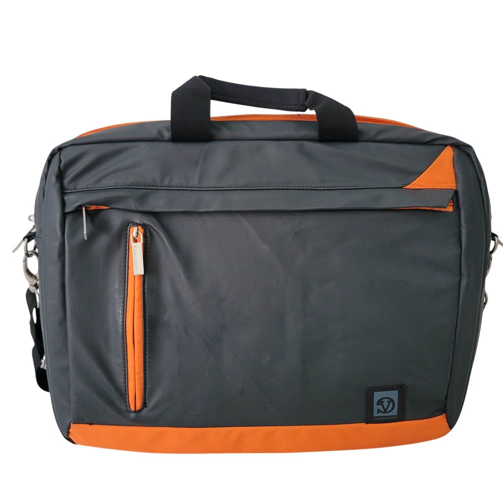 Vangoddy Size OS Adler Cushioned Laptop Over Shoulder Bag Gray Orange