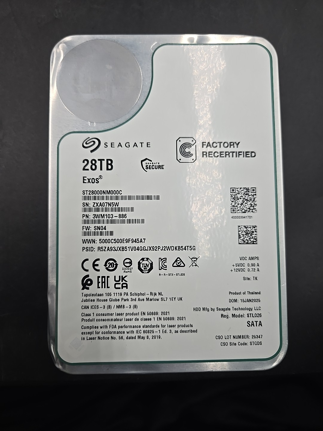 *FOR PARTS* - Seagate Exos 28TB SATA 3.5" HDD (ST28000NM000C)