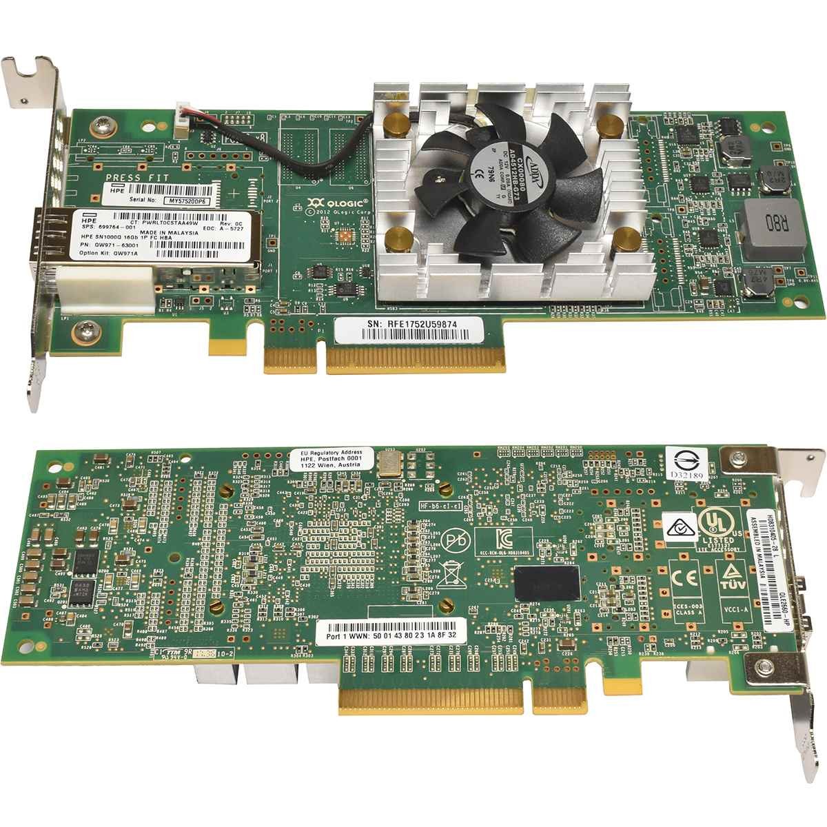 HP Qlogic SN1000Q QLE2660-HP Single Port FC 16Gb PCle x8 LP 699764-001