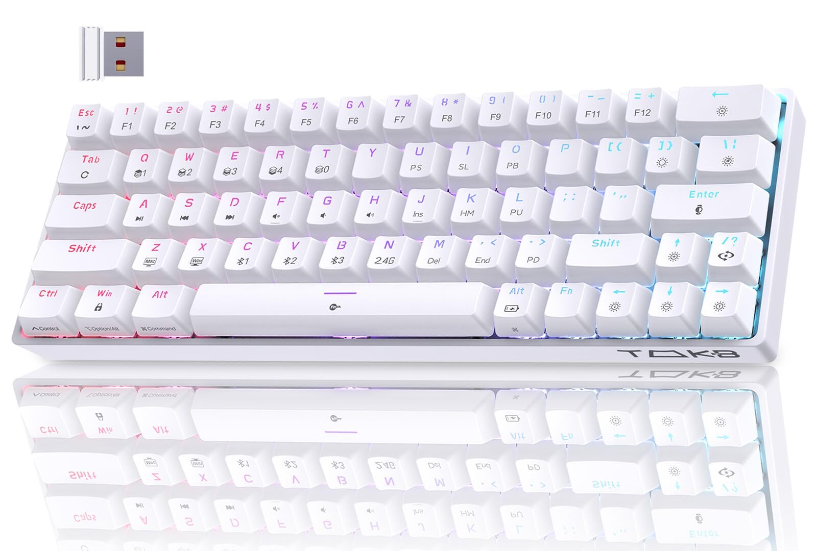 TMKB T63 Gaming Keyboard Mechanical Wireless with Red Switch Bluetooth / 2.4G...