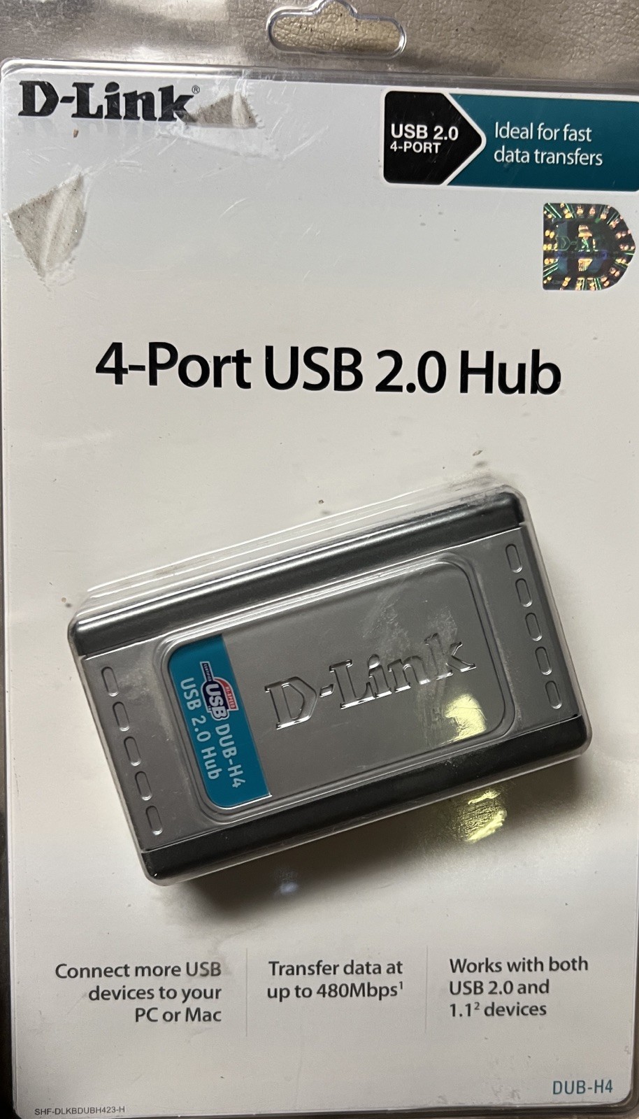 D-Link 4-Port USB 2.0 Hub DUB-H4 Portable New Sealed Package