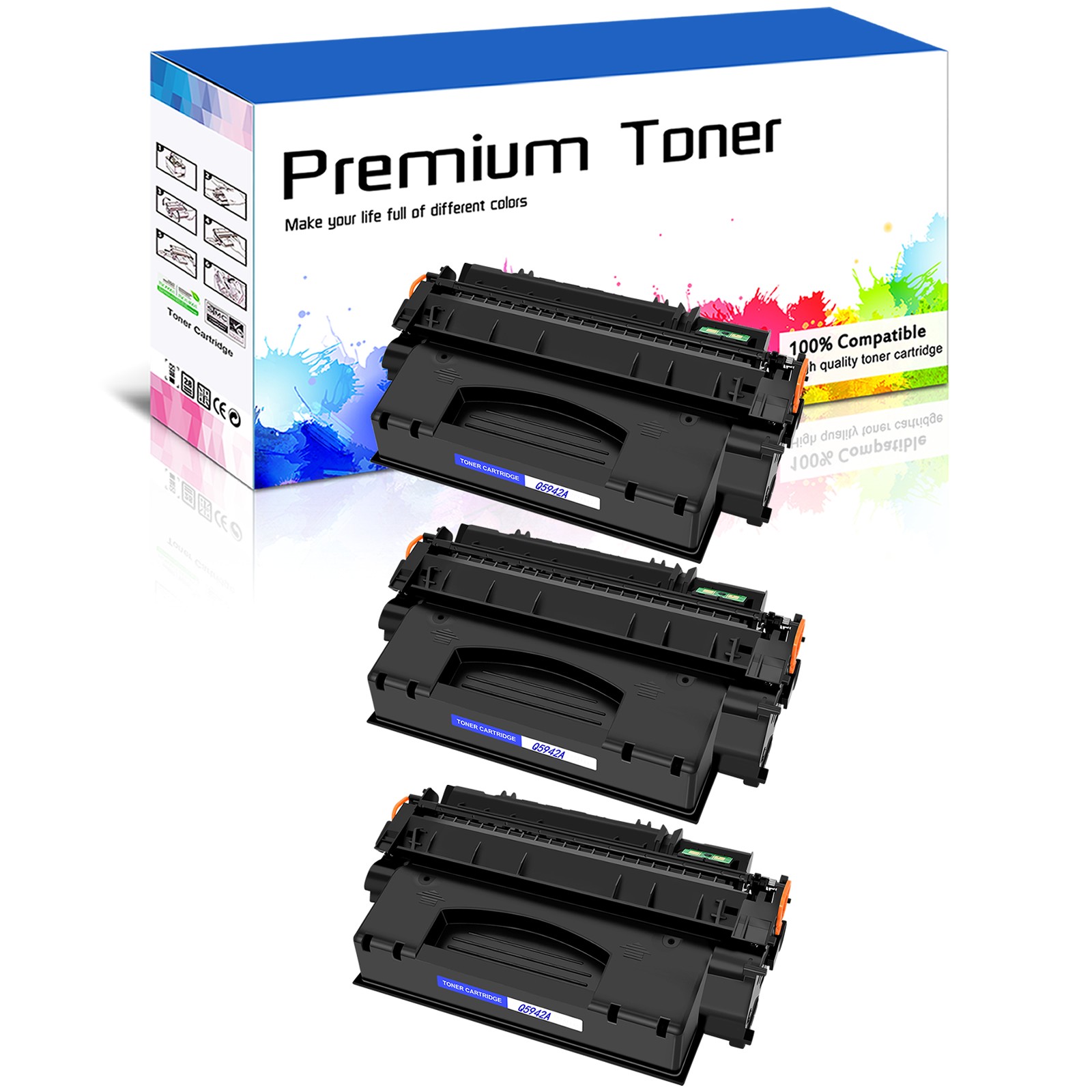 3PK Black Q5942A Toner For HP LaserJet 4250dtn 4250dtnsl 4250n 4250tn 4350dtnsl