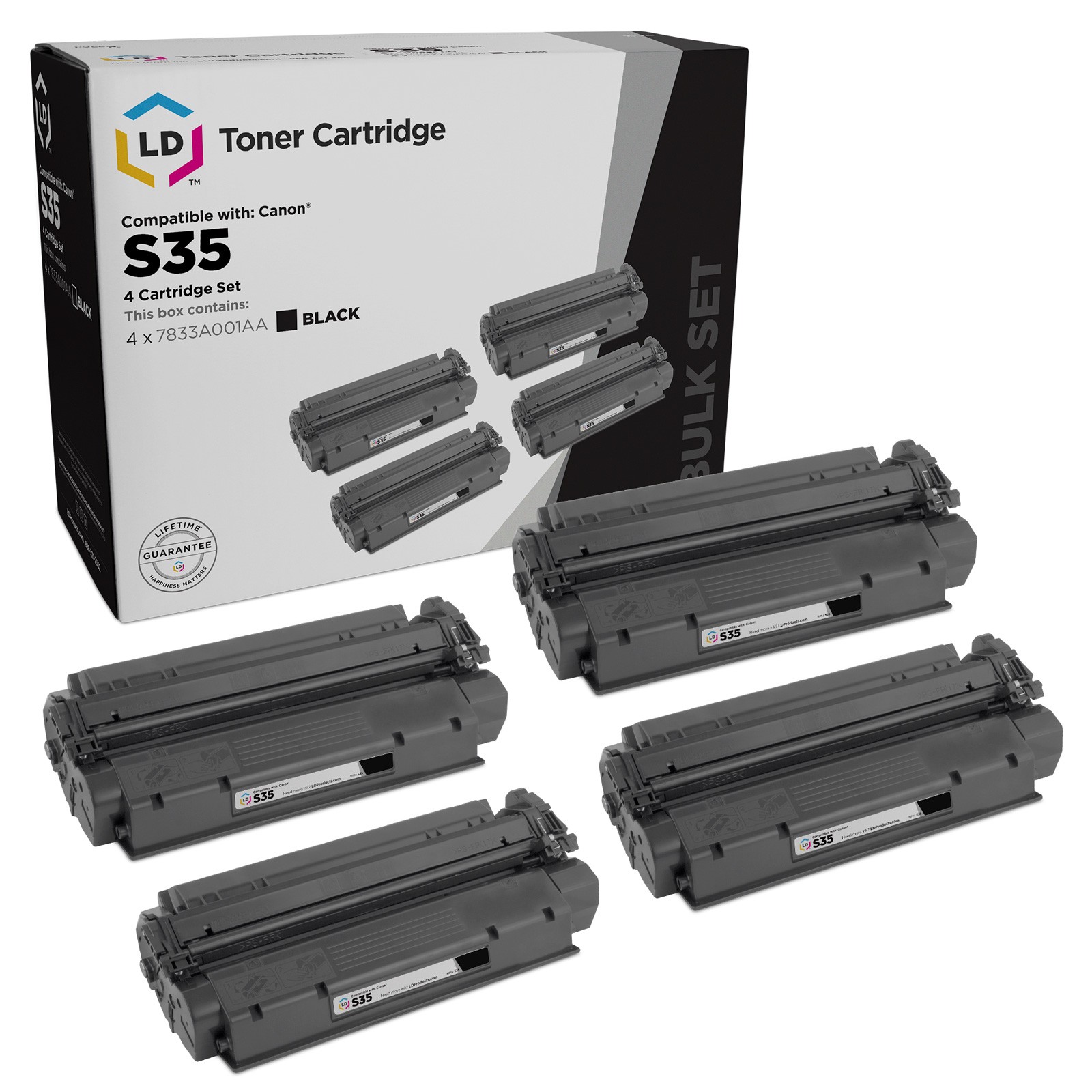 LD Canon Reman S35 7833A001AA Set of 4 Black ImageClass D320 D340 D383