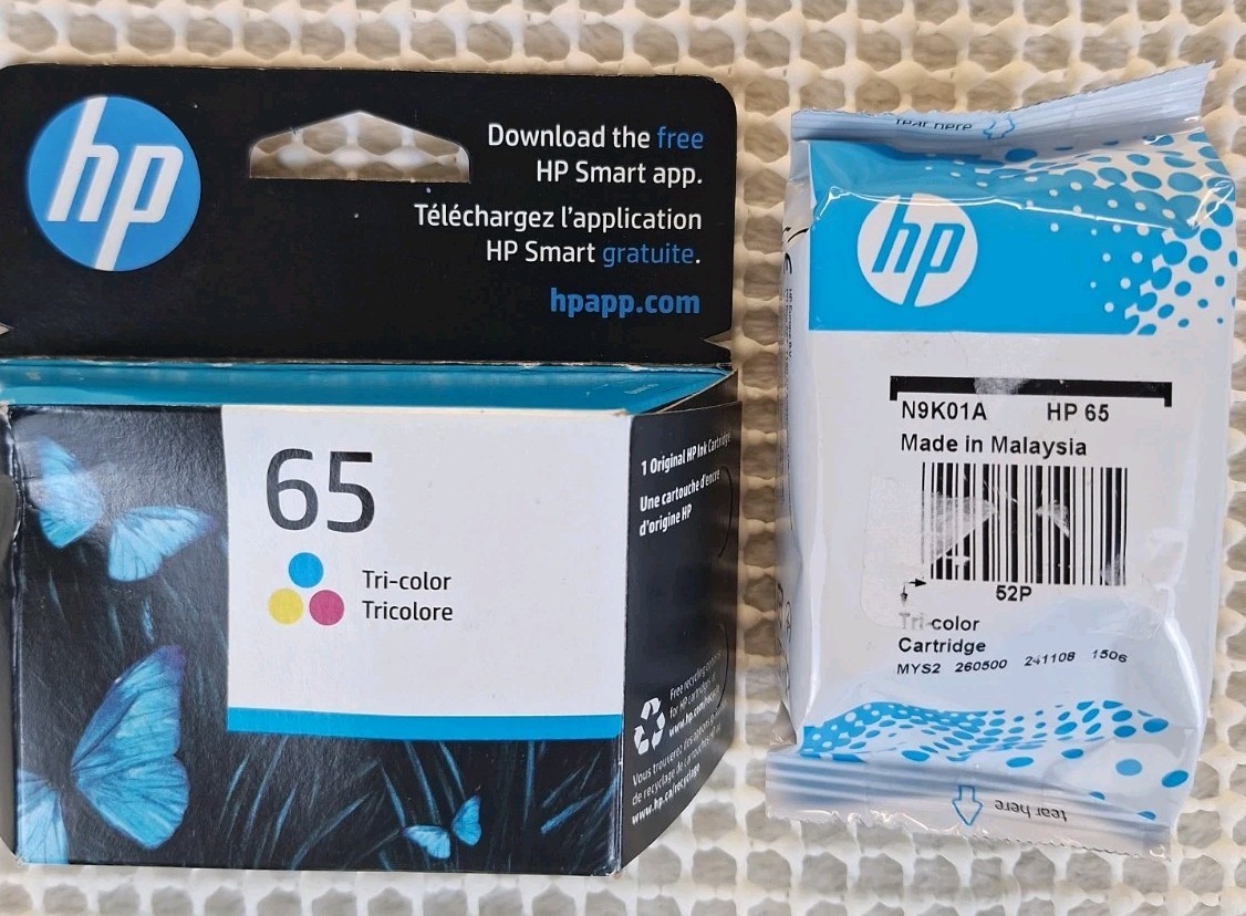 NEW Genuine HP 65 tri-color Ink Cartridge 2 Pack Exp 2027 Deskjet Envy READ