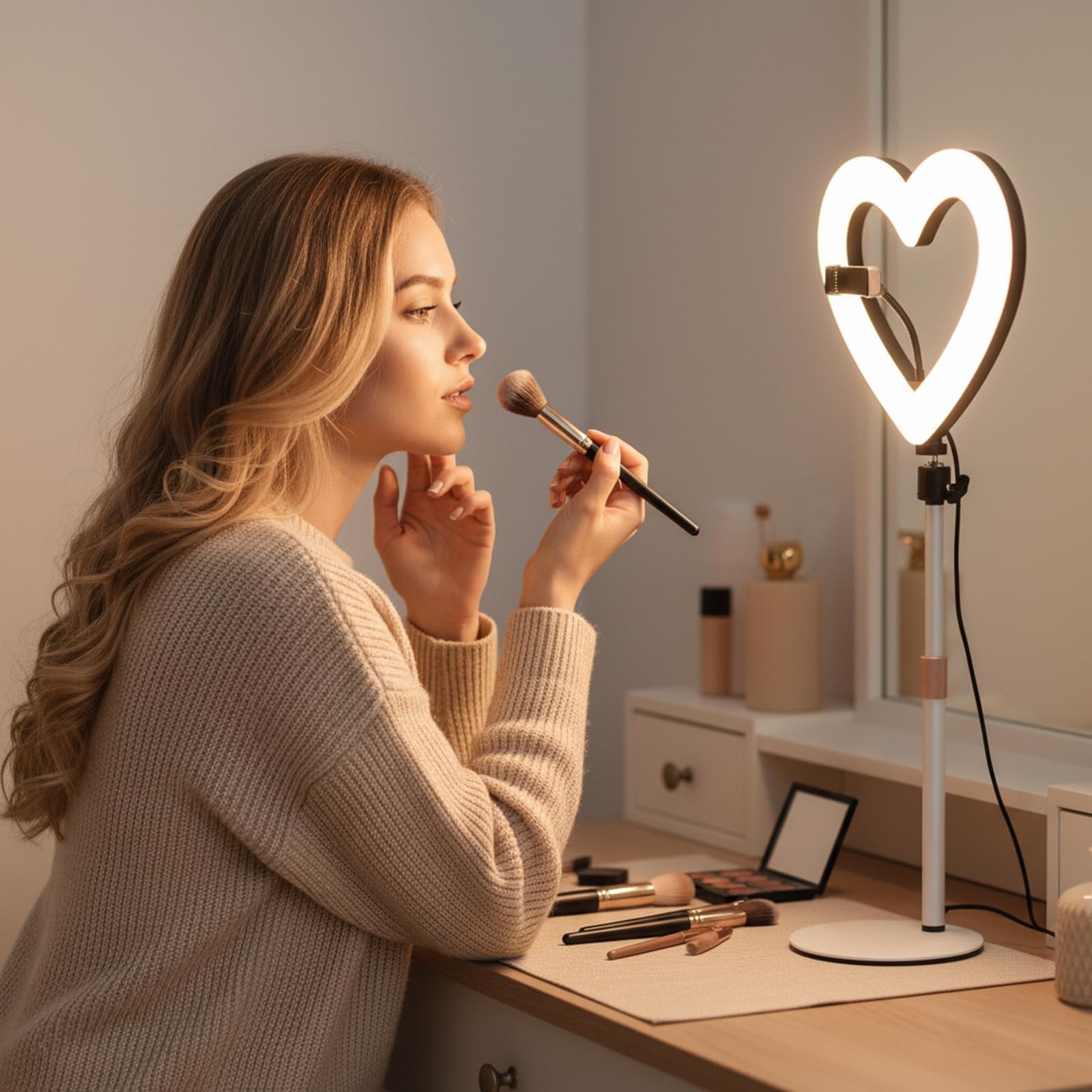 NANBEITONG Ring Light for Desk,Heart Tabletop with 26" 10inch-H, RGB