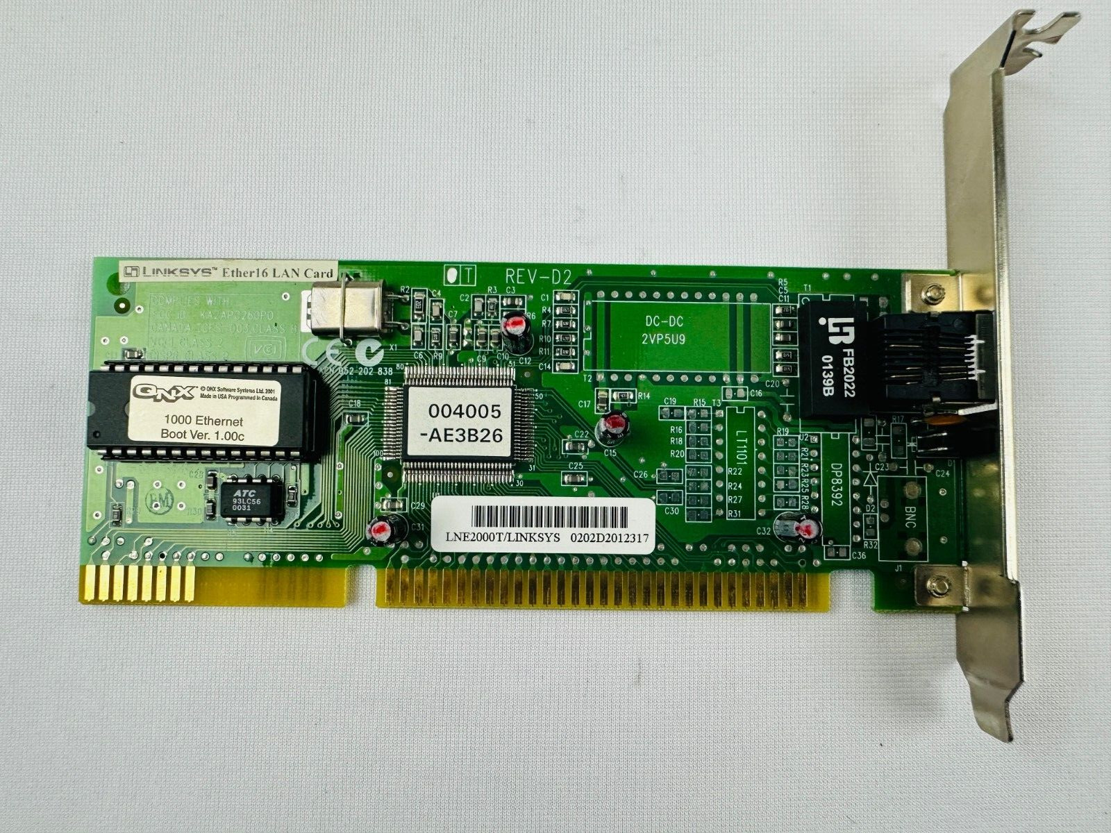 Linksys KA2APC260P0 LNE2000T 8EAISA01.1D2 Ether16 LAN Card