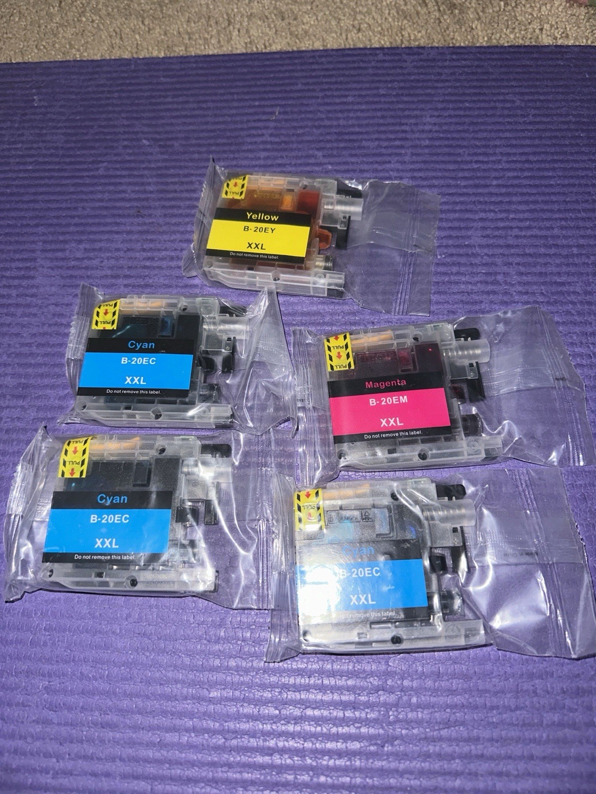 Brother EZInk LC203XL: 3 Cyan, 1 Yellow, 1 Magenta Lot Of 5 Sealed Ships Now