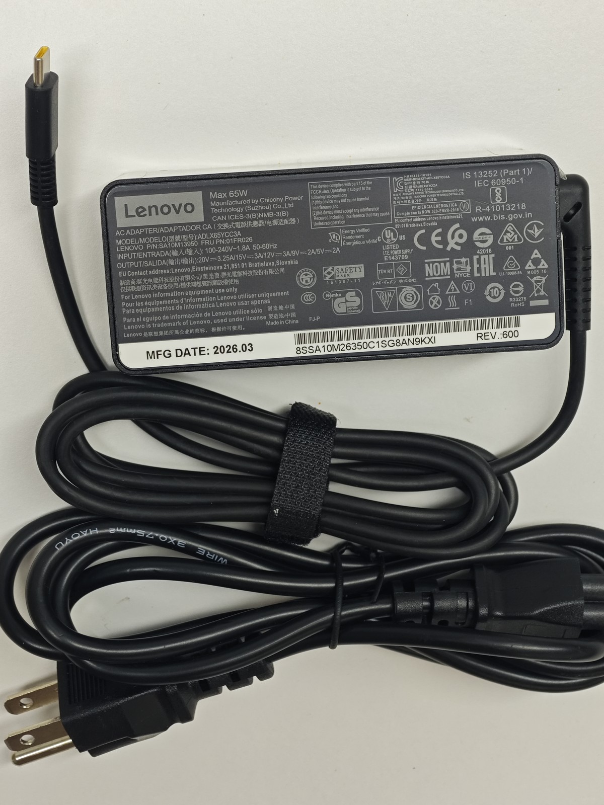 NEW OEM Lenovo 65W USB C Type-C Laptop Adapter Charger For ADLX65YCC2A ThinkPad