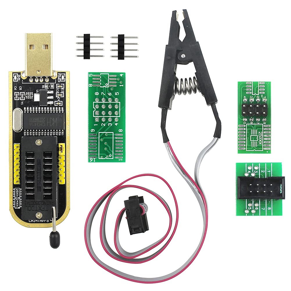 SOP8 SOIC8 Test Clip and CH341A USB Programmer Flash for Most of 24 25 Series...