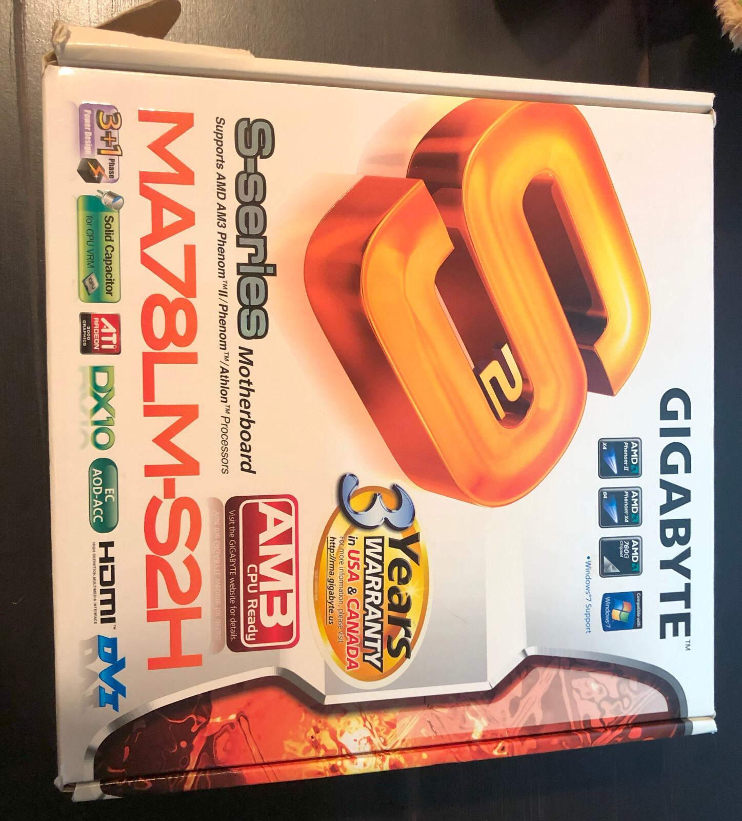 AMD Phenom II X4 955 CPU +8GB Gigabyte GA-MA78LM-S2H AM3 760G  ATX Motherboard  