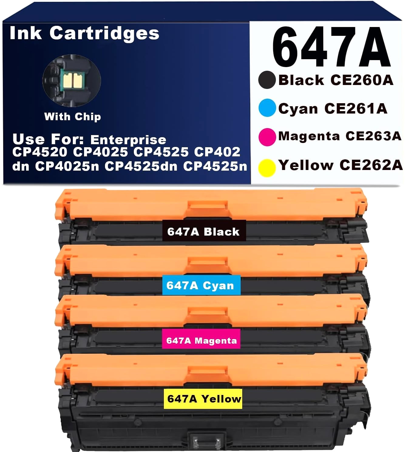 Toner Cartridge for HP 647A 648A (CE260A CE261A CE262A CE263A) CP4025 / CP452