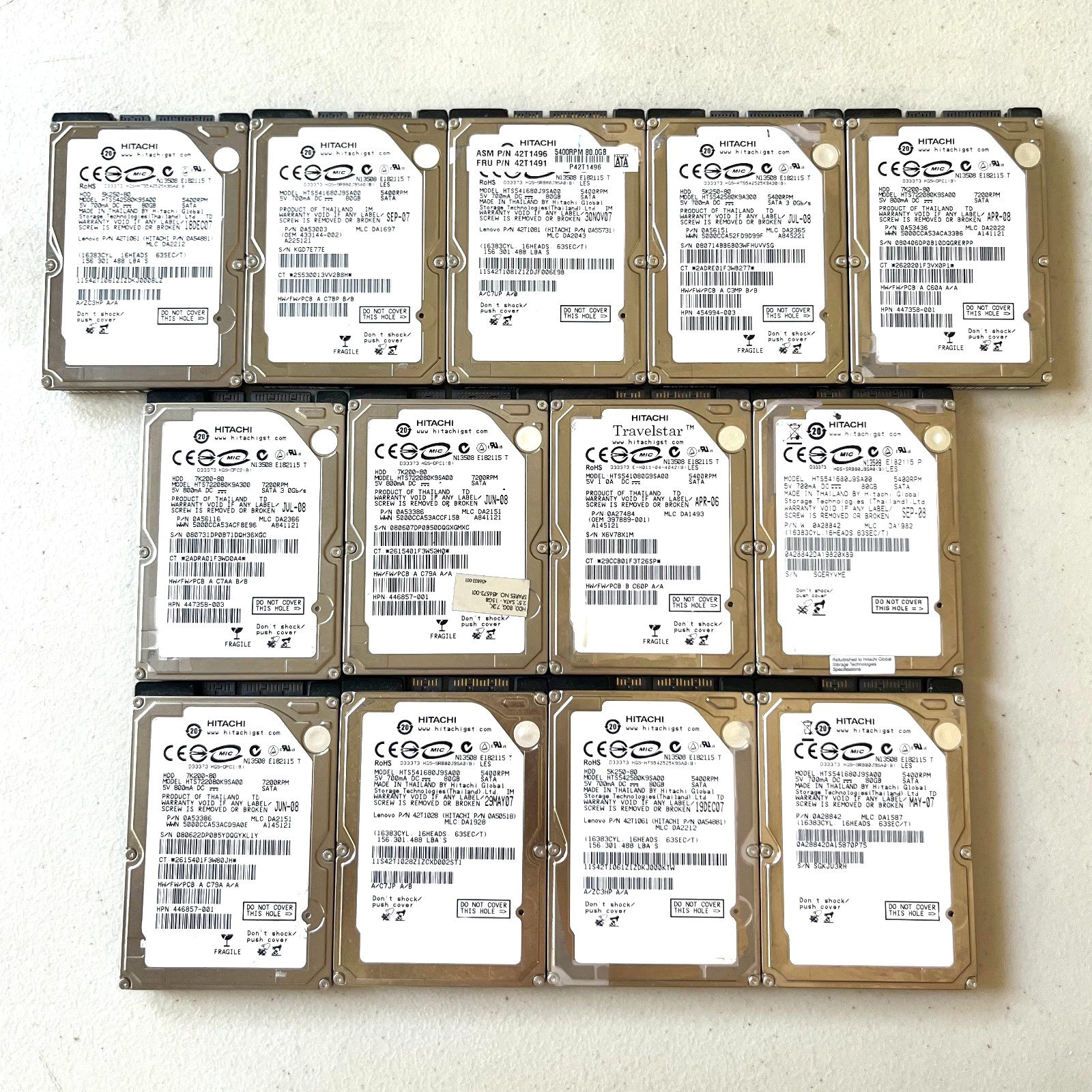 [LOT OF 13] Hitachi Mixed Model 80GB 2.5 HDD Laptop Hard Drive TESTED+FREE SHIP